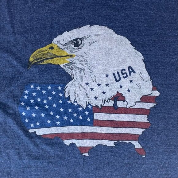 Homage Mens Navy Blue USA Bald Eagle Short Sleeve Crewneck Shirt Mens XL - Picture 2 of 5